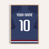 Custom Football Shirt – Navy Blue with White Number — wooden-frame main image