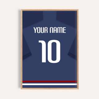 Football Shirt Poster in Navy Blue with White Number
