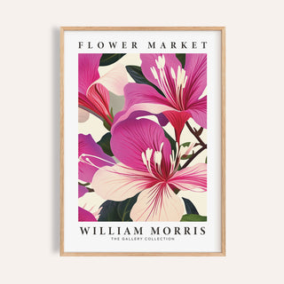 Pink floral prints featuring William Morris botanical design