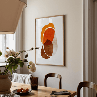 Contemporary artwork with stacked geometric blocks and airy layout