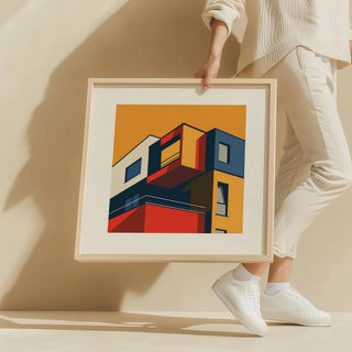 Dynamic geometric posters for office space used in contemporary studios