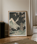 Crane Japanese Art art print featuring Green and Beige for dining area