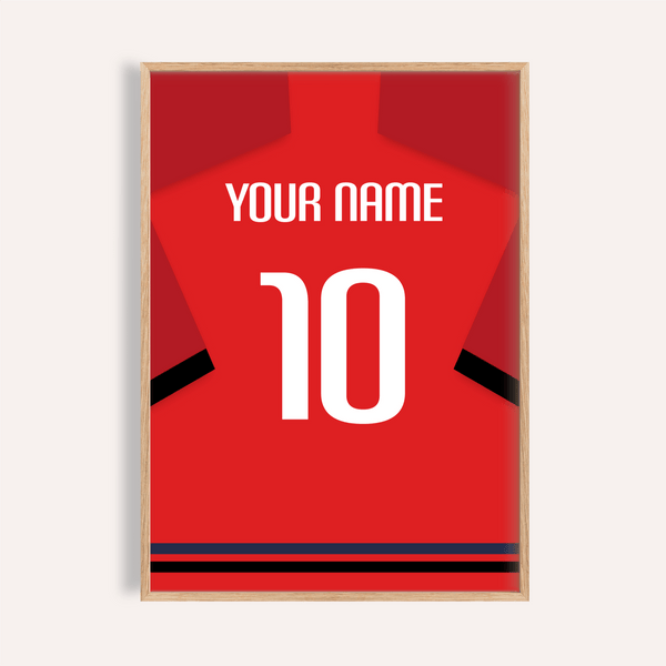 Osasuna Football Shirt Poster with custom name area and number 10