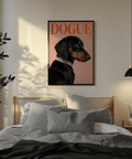 Stylish Pet Wall Art in pink with black dachshund for office wall art print