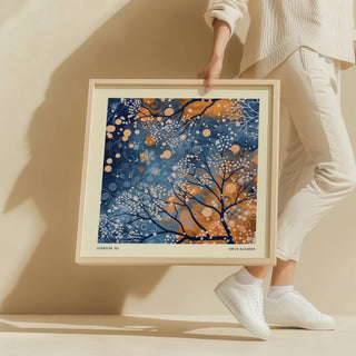 Dotted winter scene wall art for seasonal living room styling