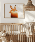 Cute Fox Poster, Beige and Orange color scheme, for baby room art print