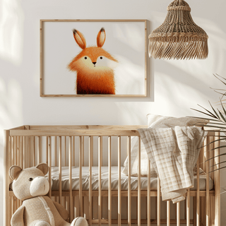 Cute Fox Poster, Beige and Orange color scheme, for baby room art print