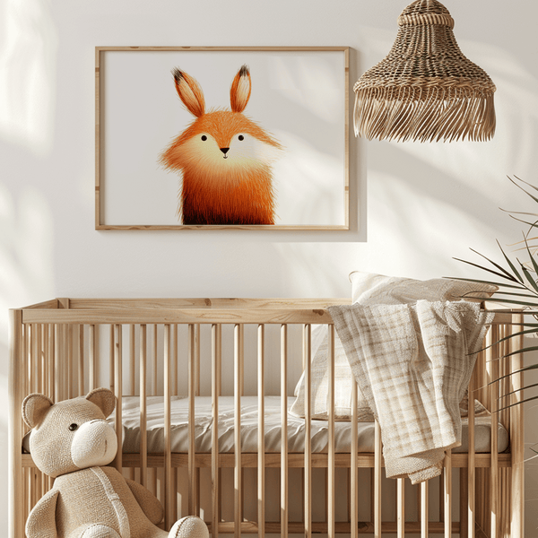 Cute Fox Poster, Beige and Orange color scheme, for baby room art print