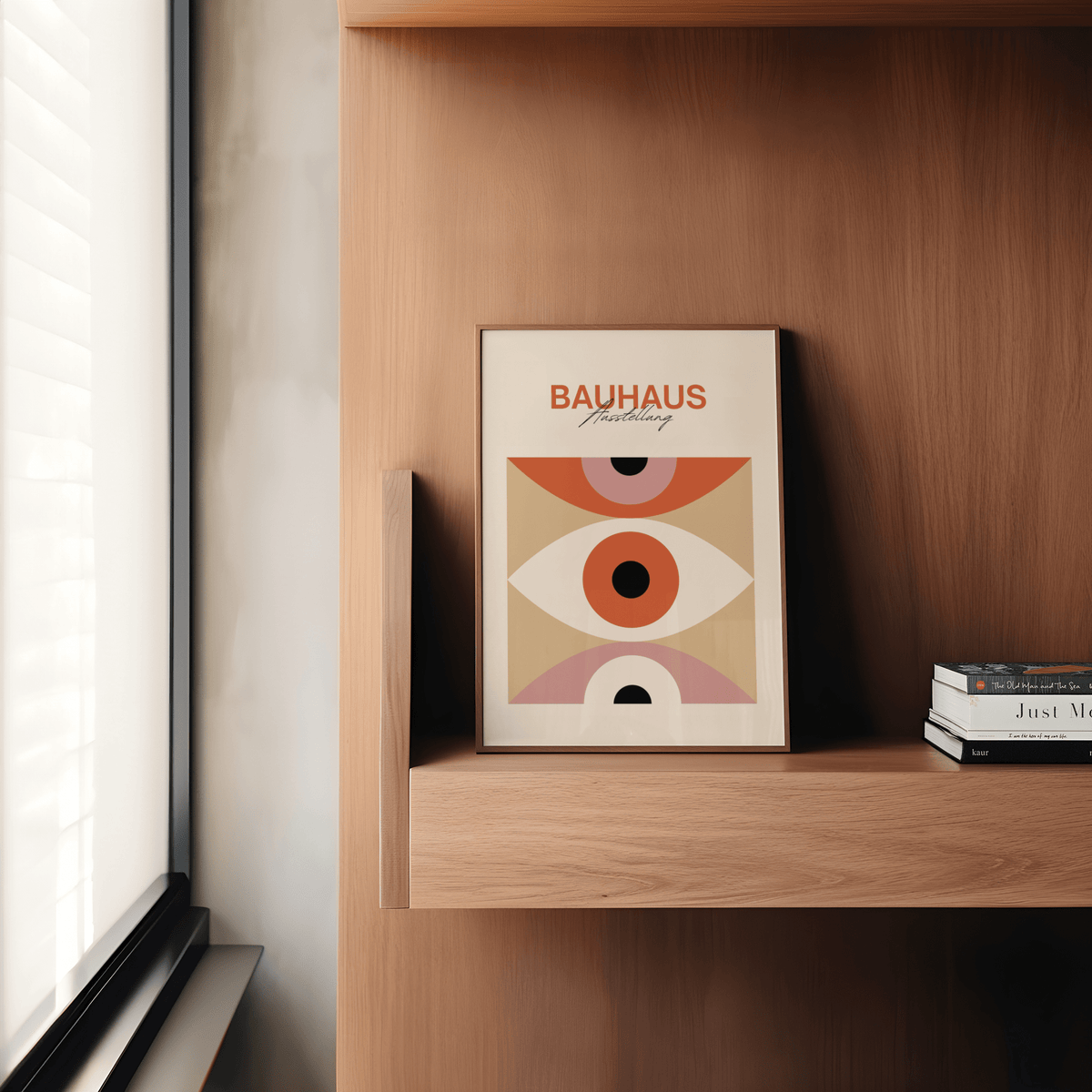 Minimalist Eye Art print with Pink Orange Beige, perfect for bedroom