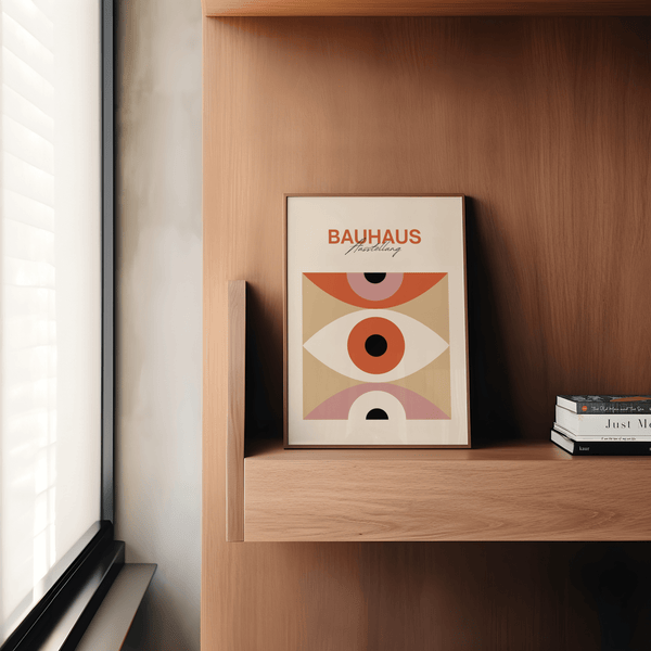 Minimalist Eye Art print with Pink Orange Beige, perfect for bedroom