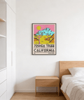 Joshua Tree Art Print in poster layout highlighting two trees against orange sky