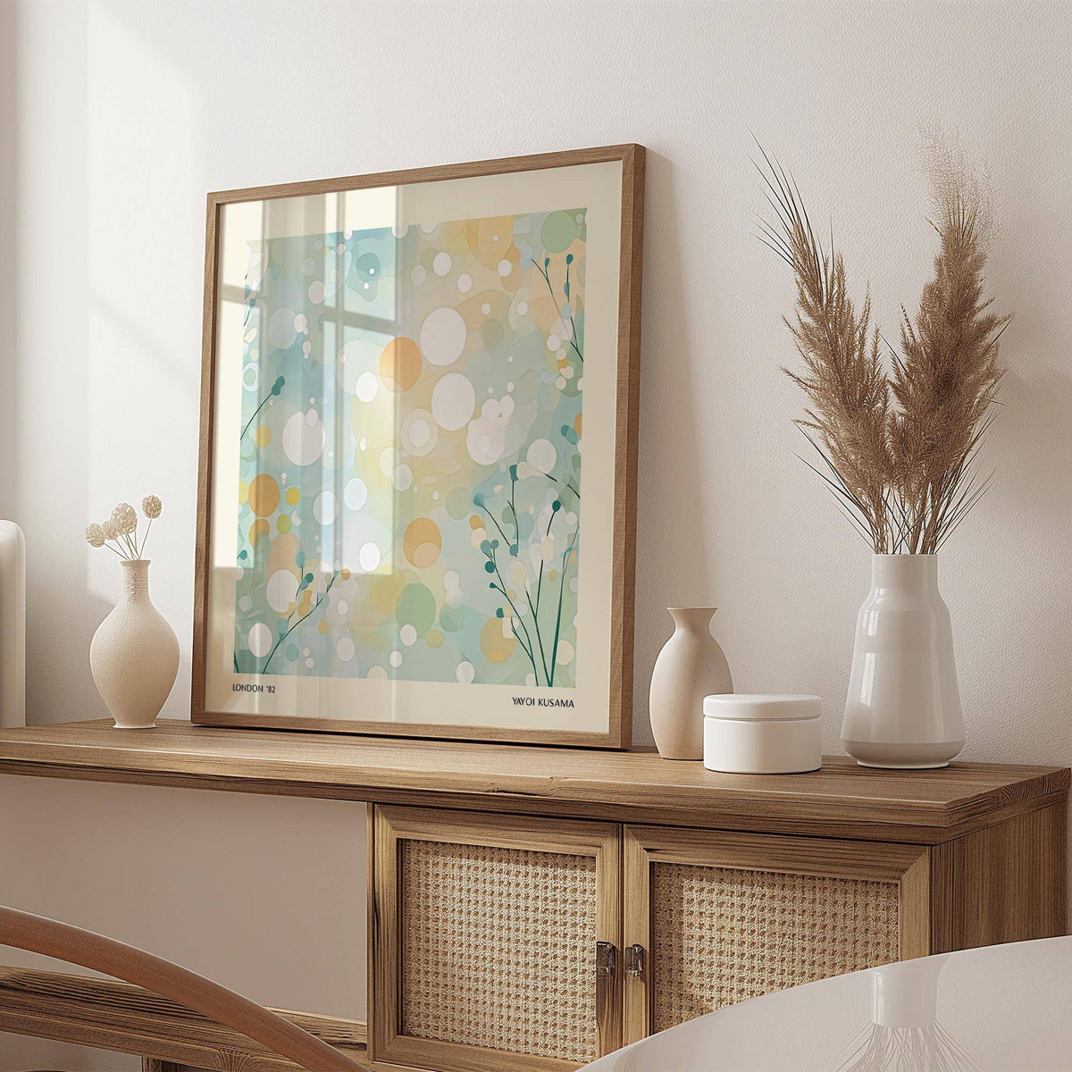 Geometric pastel sitting room wall art for minimalist living room walls