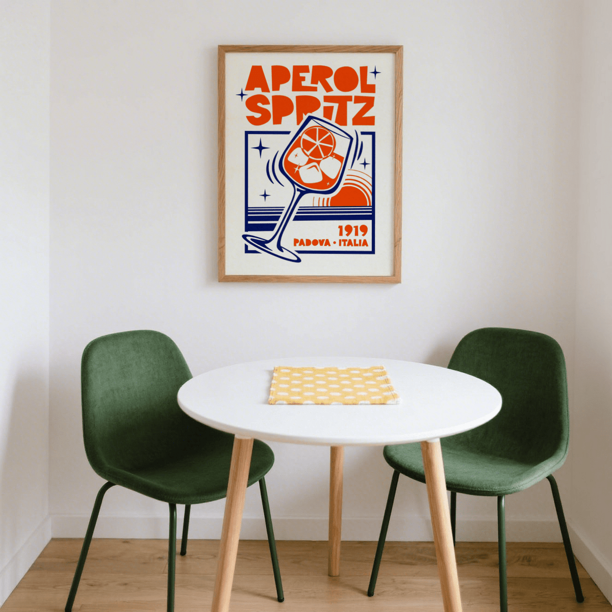 Modern bar wall art, Italian Cocktail Art Print, Orange and Blue theme