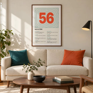 1956 Contour Map Print, framed on the wall of a modern living room in a UK townhouse with a warm white wall