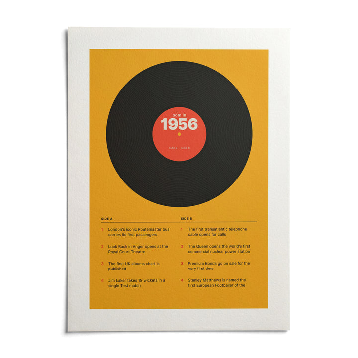1956 Vinyl Record Print, shown as an unframed paper print on a plain white background