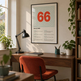 1966 Contour Map Print, framed on the wall of a compact home study with a cream wall and a walnut desk in a British semi-detached house