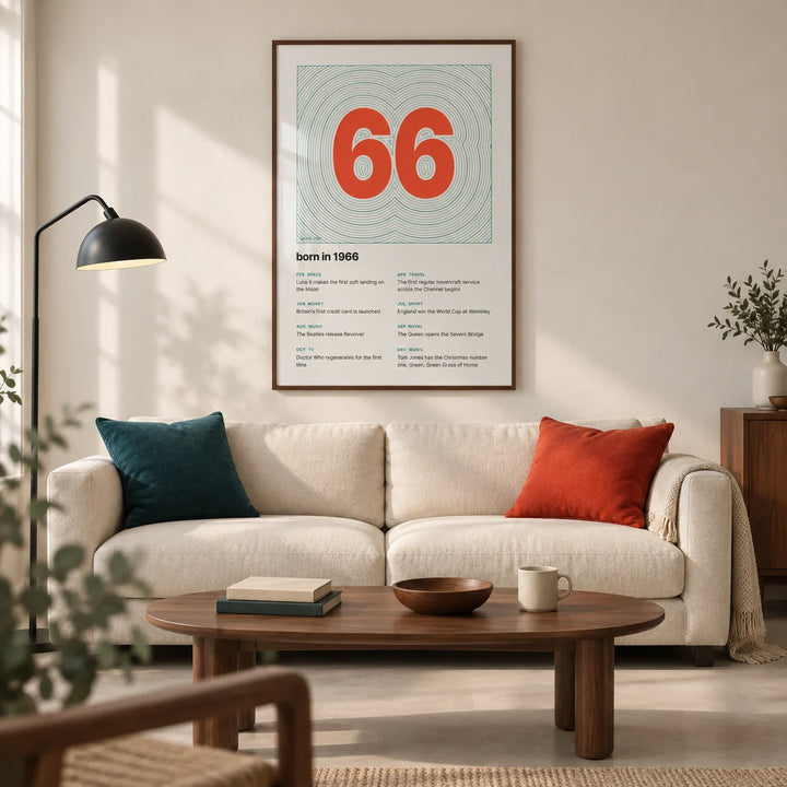 1966 Contour Map Print, framed on the wall of a modern living room in a UK townhouse with warm white walls