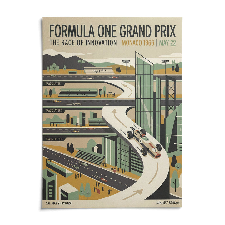 1966 Vintage Racing Poster, shown as an unframed paper print on a plain white background