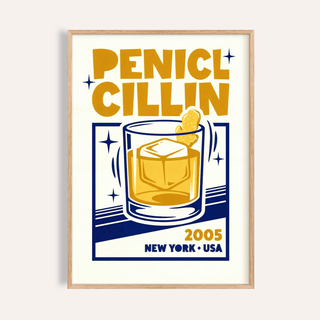 Bar Decor Wall Art with orange and blue for home bar print