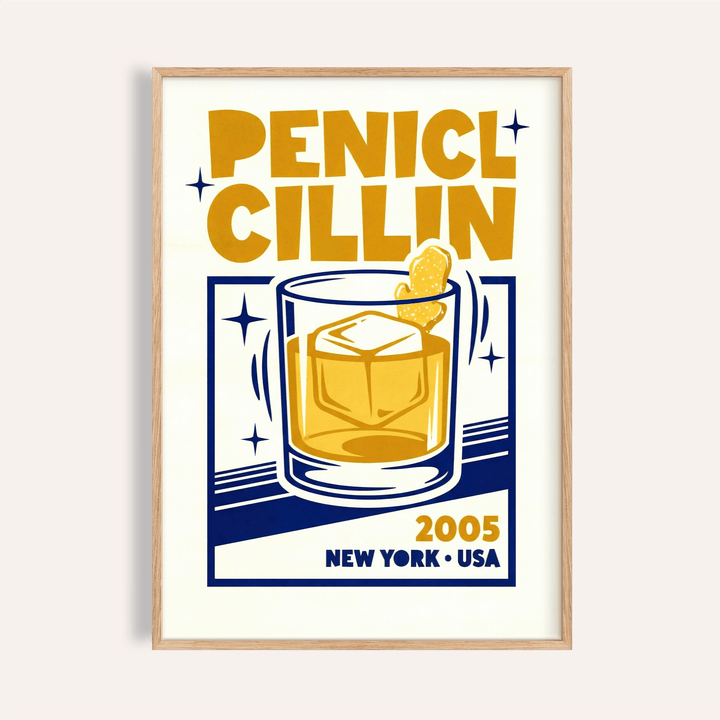 Bar Decor Wall Art with orange and blue for home bar print