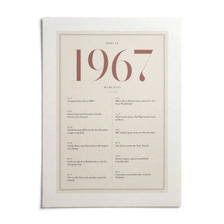 1967 Pink Birthday Print, shown as an unframed paper print on a plain white background