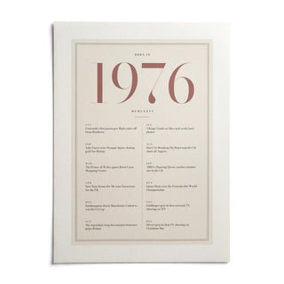 1976 Pink Birthday Print, shown as an unframed paper print on a plain white background