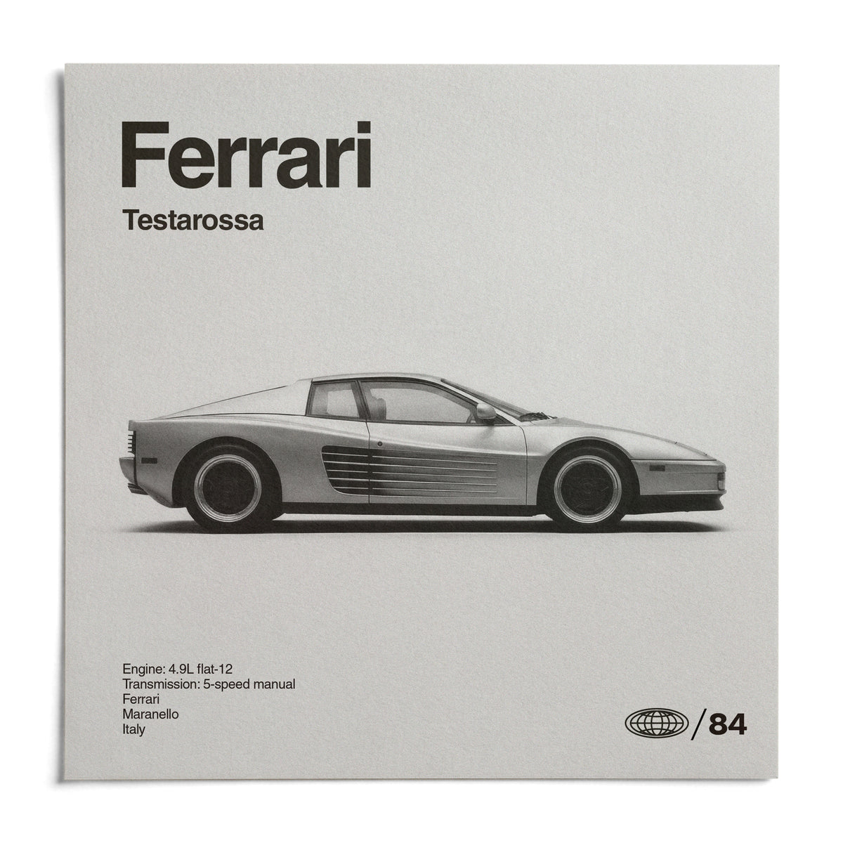 1980s Supercar Poster, shown as an unframed paper print on a plain white background