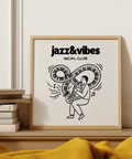 Minimalist Jazz Social Club Art Print, Black lines for creative workspace