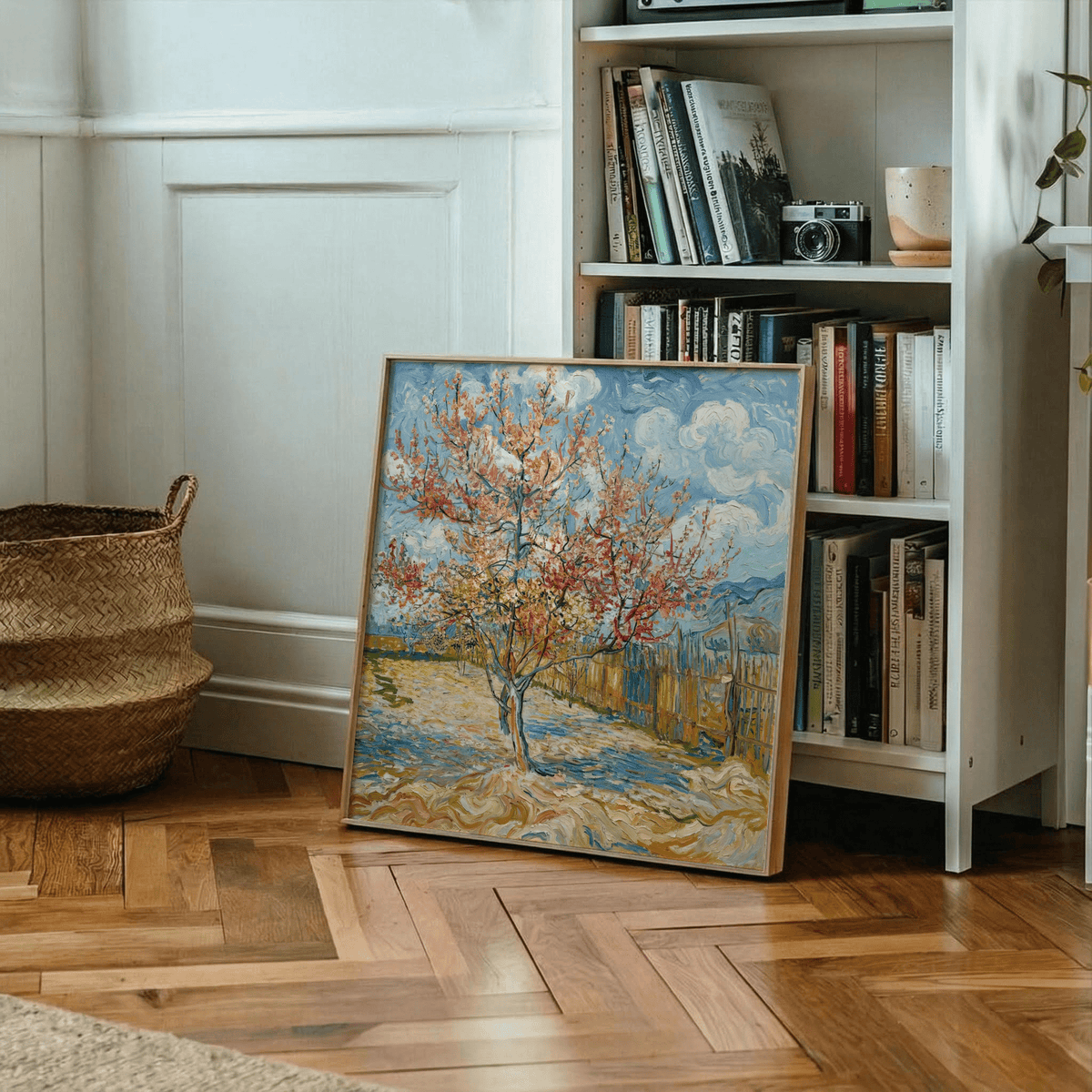 Spring Tree Art Print with Pink and Blue tones, ideal for office wall art