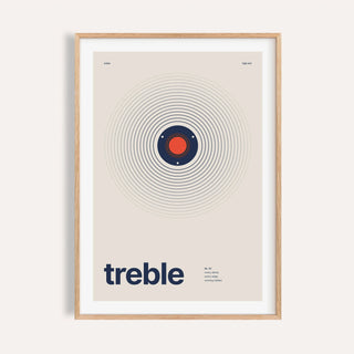 Treble speaker with tight rings print shown on a plain warm wall