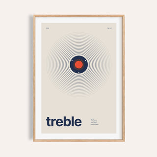 Treble speaker with tight rings print shown on a plain warm wall