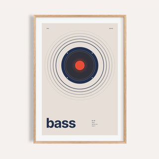 Bass speaker with wide rings print shown on a plain warm wall