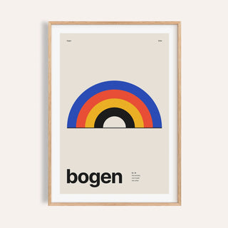 Nested rainbow arches print shown on a plain warm wall