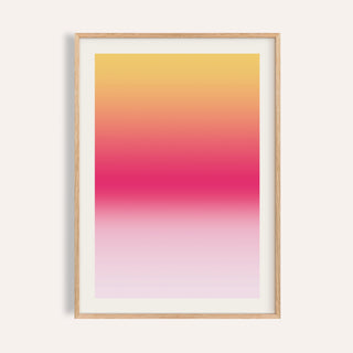 Fuchsia wall art fading from golden yellow into a vivid fuchsia band