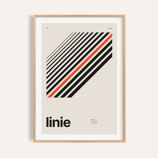 Diagonal black lines print shown on a plain warm wall