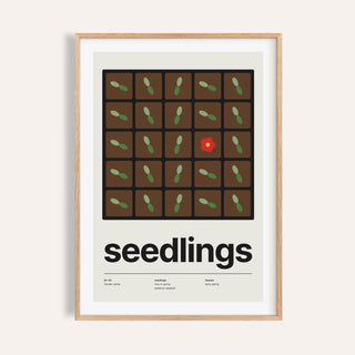 Seed tray gardening print shown on a plain warm cream wall