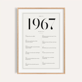 1967 year print in black numerals on white on a plain warm wall