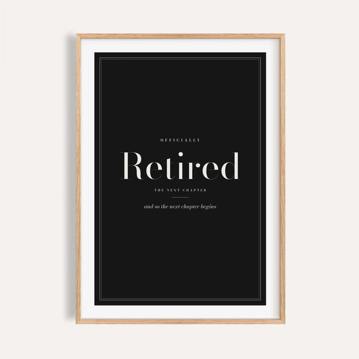 Officially retired black print shown on a plain warm cream wall
