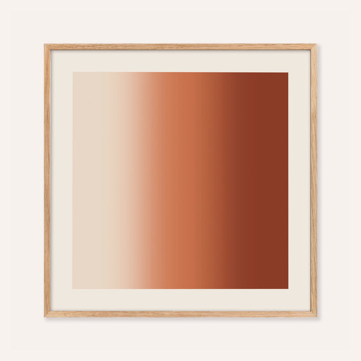 Terracotta wall art with three soft vertical fields of cream, terracotta and rust