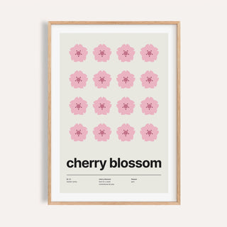 Blossom poster shown on a plain warm cream wall