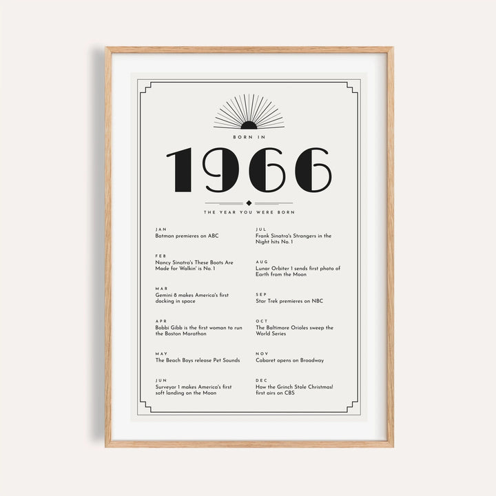 1966 Art Deco print in black on white on a plain warm wall