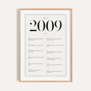 2009 year print in black numerals on white on a plain warm wall