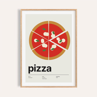 Margherita pizza from above print shown on a plain warm wall