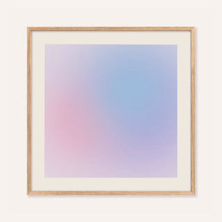 Lilac haze print with soft clouds of sky blue, lilac and pink