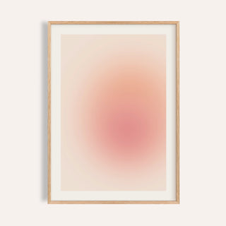 Peach print with soft clouds of peach, apricot and rose on warm cream