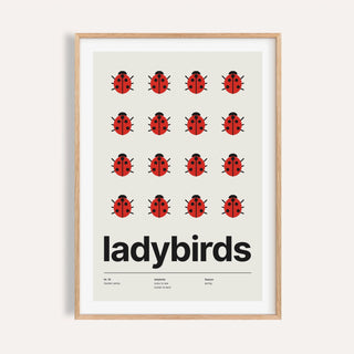 Ladybird poster shown on a plain warm cream wall