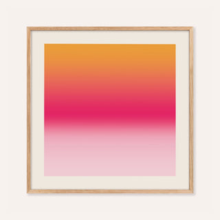 Tangerine poster fading from orange into a hot pink band and pastel pink
