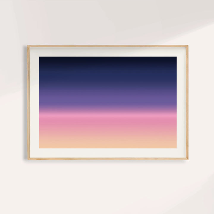 Navy and pink wall art fading from midnight navy through violet to pink