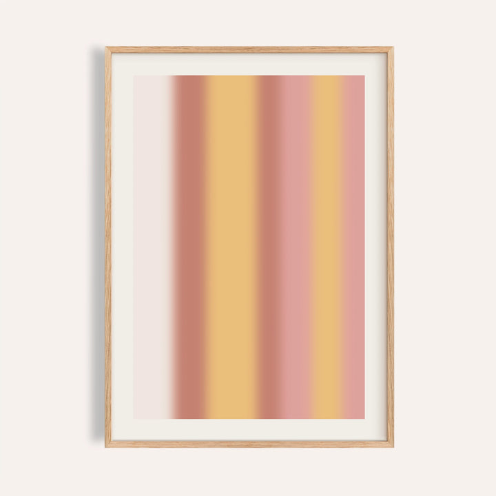 Dusty pink wall art with soft vertical stripes of pink, terracotta and gold
