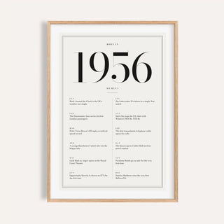 1956 year print in black numerals on white on a plain warm wall